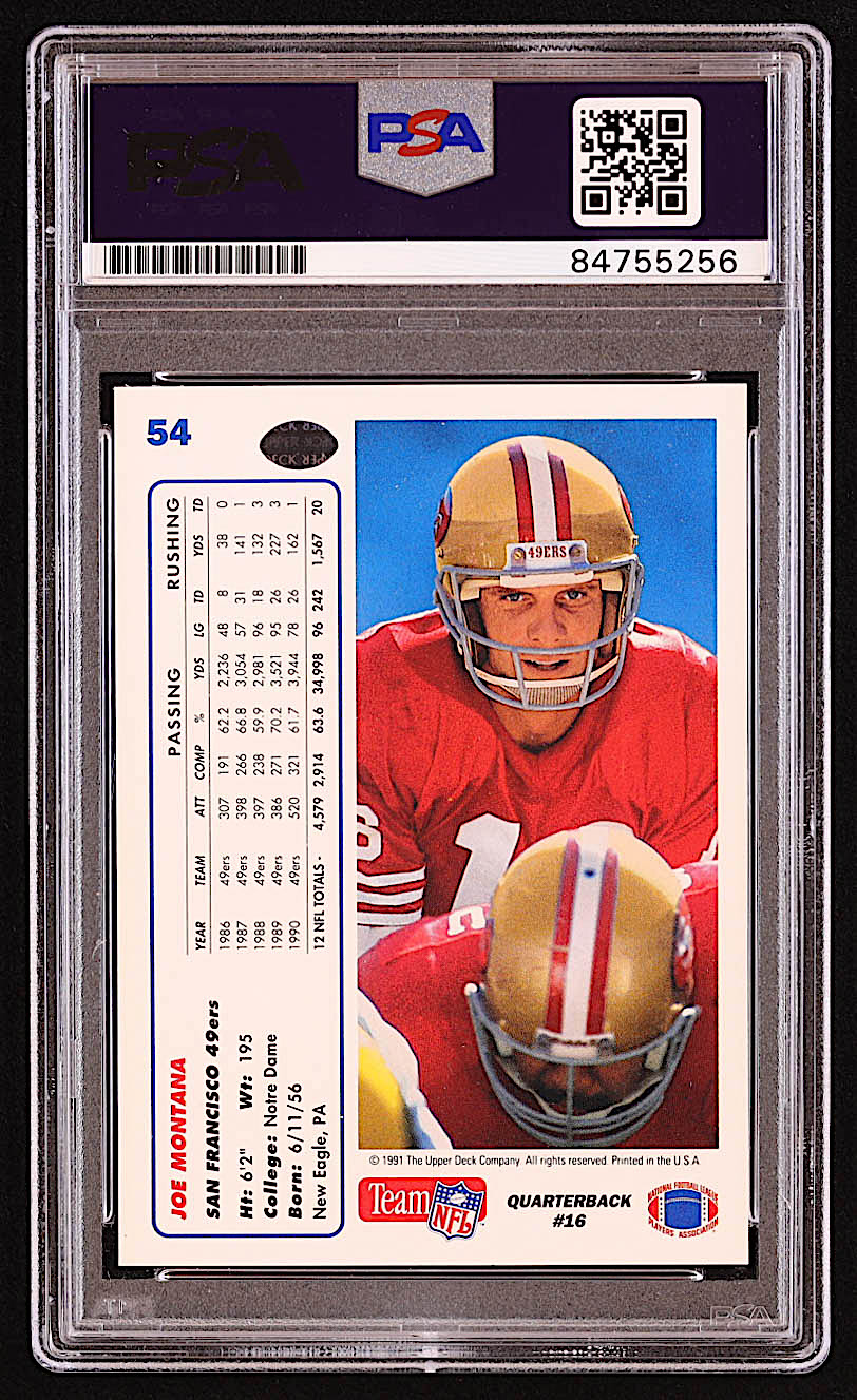 Joe Montana Signed 1991 Upper Deck #54 / 3X (PSA) at PristineAuction.com Joe Montana Signed 1991 Upper Deck #54 / 3X (PSA) at PristineAuction.com