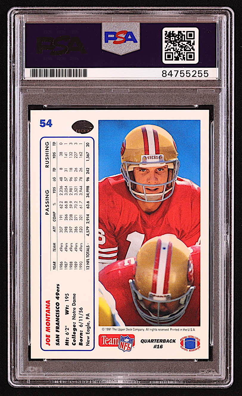 Joe Montana Signed 1991 Upper Deck #54 / 3X (PSA) at PristineAuction.com Joe Montana Signed 1991 Upper Deck #54 / 3X (PSA) at PristineAuction.com
