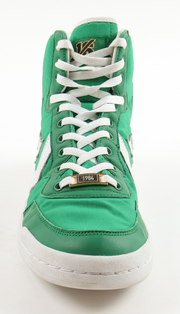 Larry Bird Signed Converse Special Edition 1984 Celtics Championship Shoe With Name Plaque Stand (PSA) at PristineAuction.com Larry Bird Signed Converse Special Edition 1984 Celtics Championship Shoe With Name Plaque Stand (PSA) at PristineAuction.com