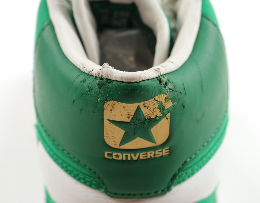 Larry Bird Signed Converse Special Edition 1984 Celtics Championship Shoe With Name Plaque Stand (PSA) at PristineAuction.com Larry Bird Signed Converse Special Edition 1984 Celtics Championship Shoe With Name Plaque Stand (PSA) at PristineAuction.com