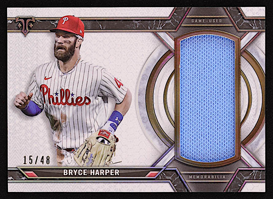 Bryce Harper 2021 Topps Triple Threads Single Jumbo Relics #SJRBHA #15/48 at PristineAuction.com Bryce Harper 2021 Topps Triple Threads Single Jumbo Relics #SJRBHA #15/48 at PristineAuction.com
