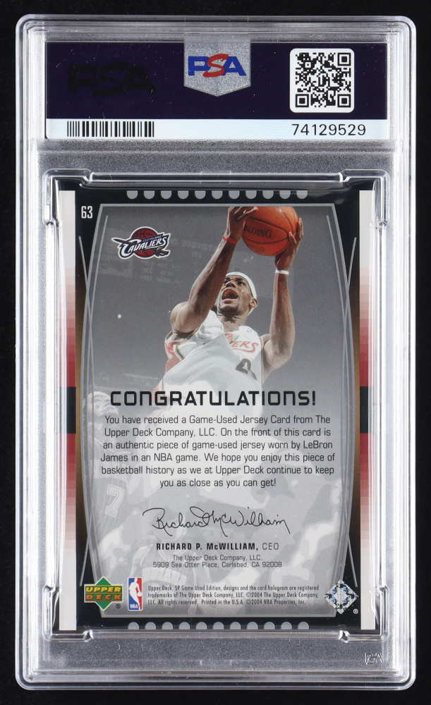 LeBron James 2003-04 SP Game Used Jersey Relic #63 RC (PSA 9 