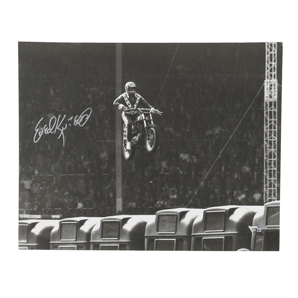 EVEL KNIEVEL signed autographed photo blue marker motorcycle COA Hologram main image 1