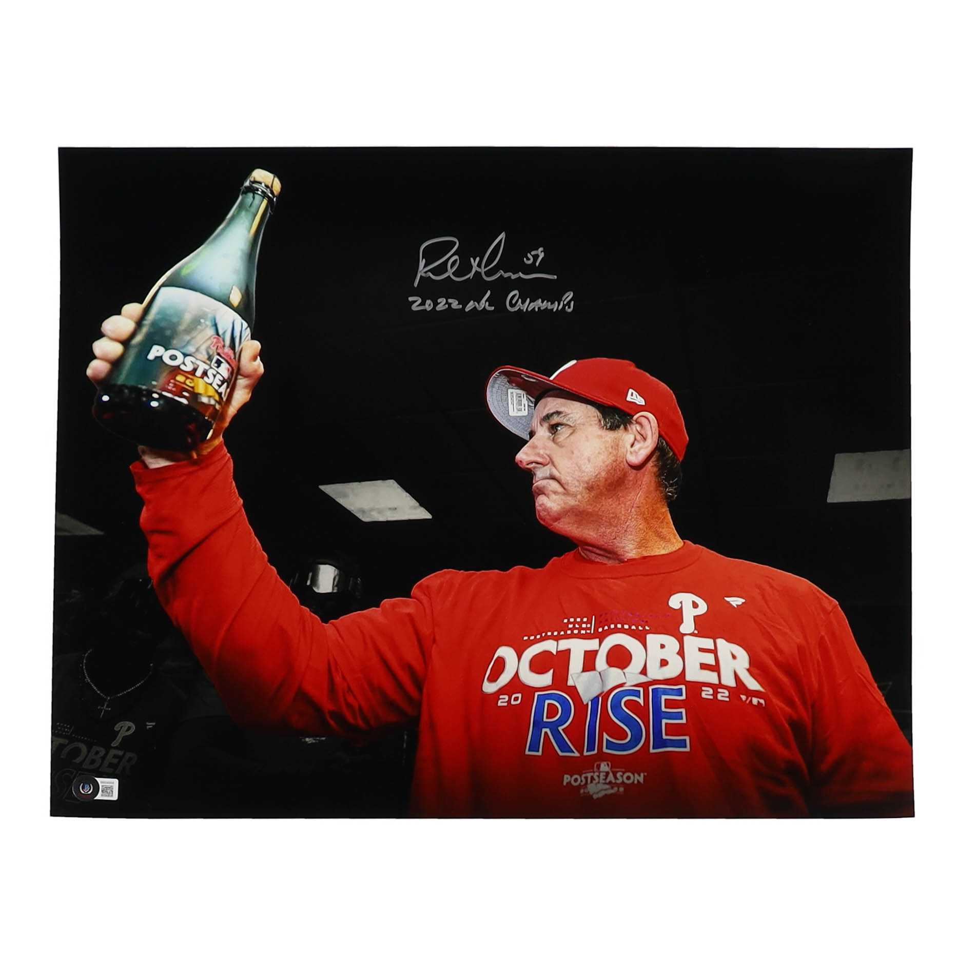 Rob Thomson Signed 16x20 Phillies Photo Inscribed "2022 NL Champs" (Beckett) at PristineAuction.com Rob Thomson Signed 16x20 Phillies Photo Inscribed "2022 NL Champs" (Beckett) at PristineAuction.com