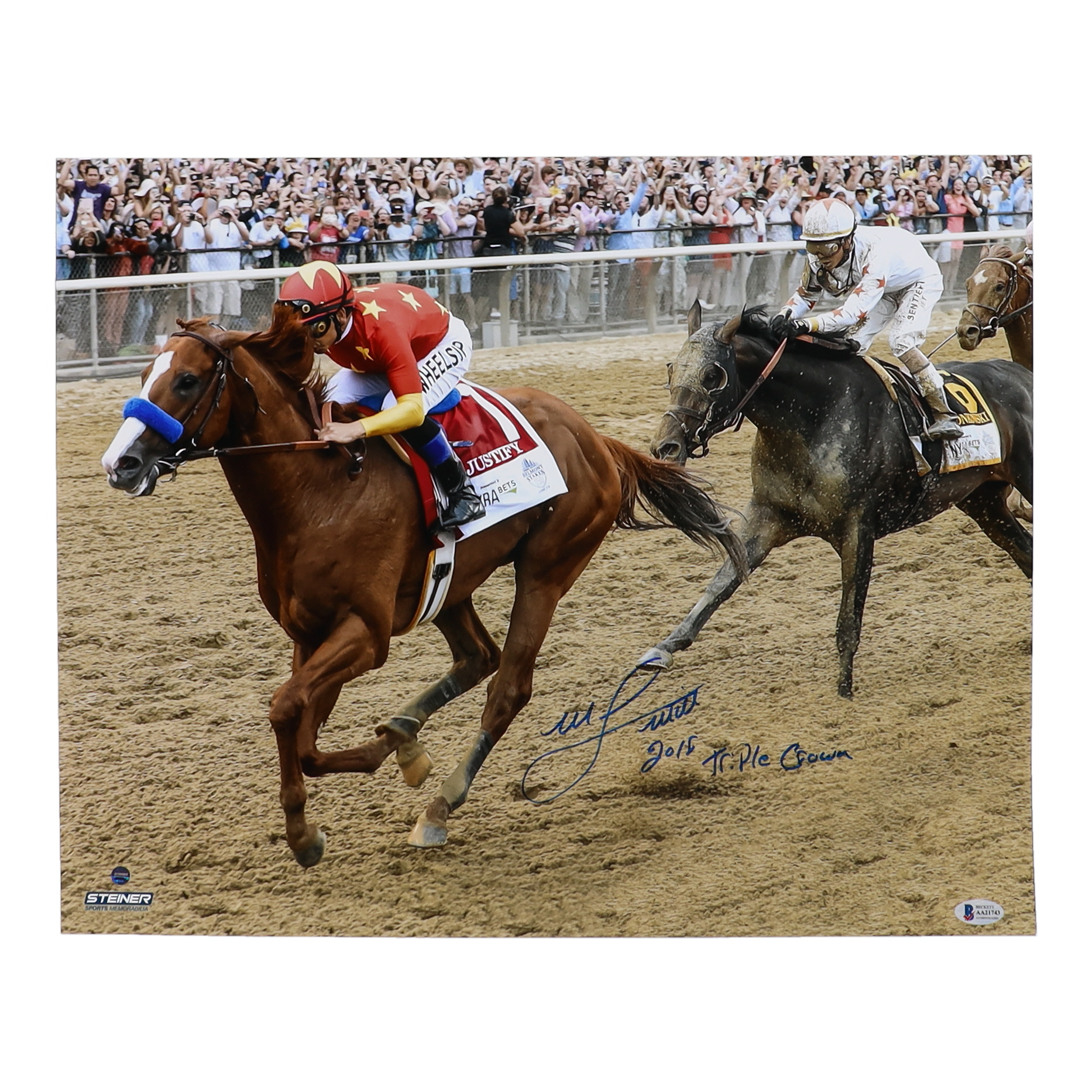 Mike Smith Signed 16x20 Photo Inscribed "2018 Triple Crown" (Beckett) at PristineAuction.com Mike Smith Signed 16x20 Photo Inscribed "2018 Triple Crown" (Beckett) at PristineAuction.com