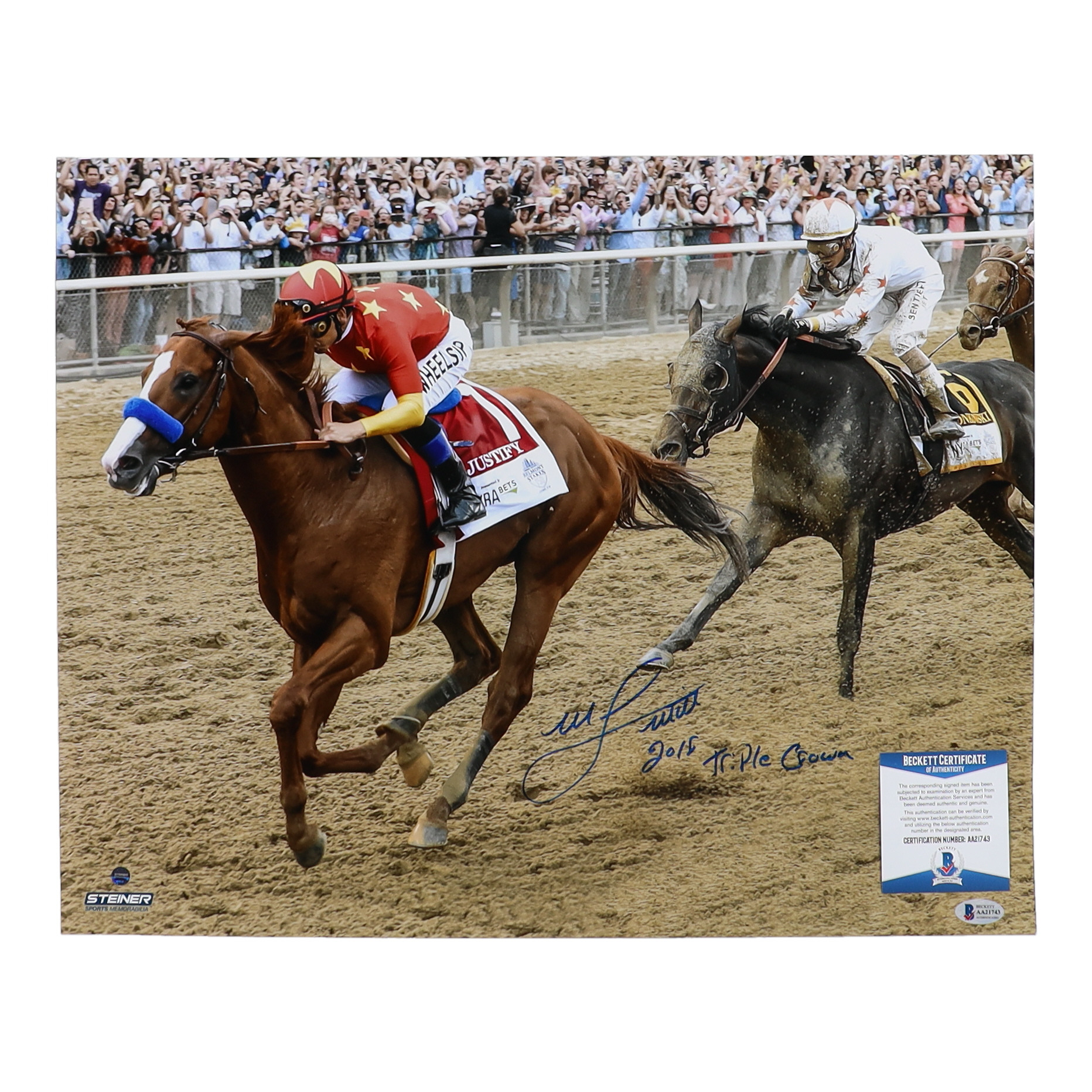 Mike Smith Signed 16x20 Photo Inscribed "2018 Triple Crown" (Beckett) at PristineAuction.com Mike Smith Signed 16x20 Photo Inscribed "2018 Triple Crown" (Beckett) at PristineAuction.com
