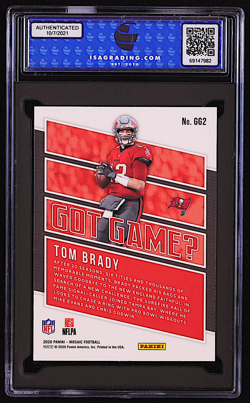 Tom Brady 2020 Panini Mosaic Got Game #2 (ISA 10) at PristineAuction.com Tom Brady 2020 Panini Mosaic Got Game #2 (ISA 10) at PristineAuction.com