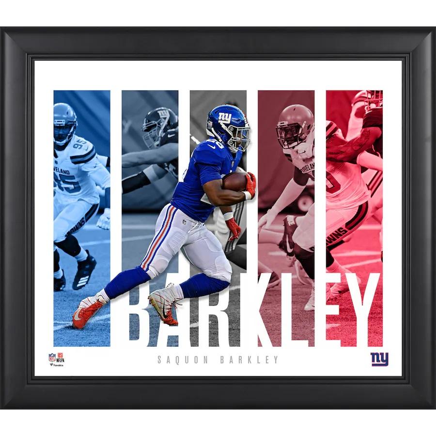 Saquon Barkley Giants Custom Framed Photo at PristineAuction.com Saquon Barkley Giants Custom Framed Photo at PristineAuction.com