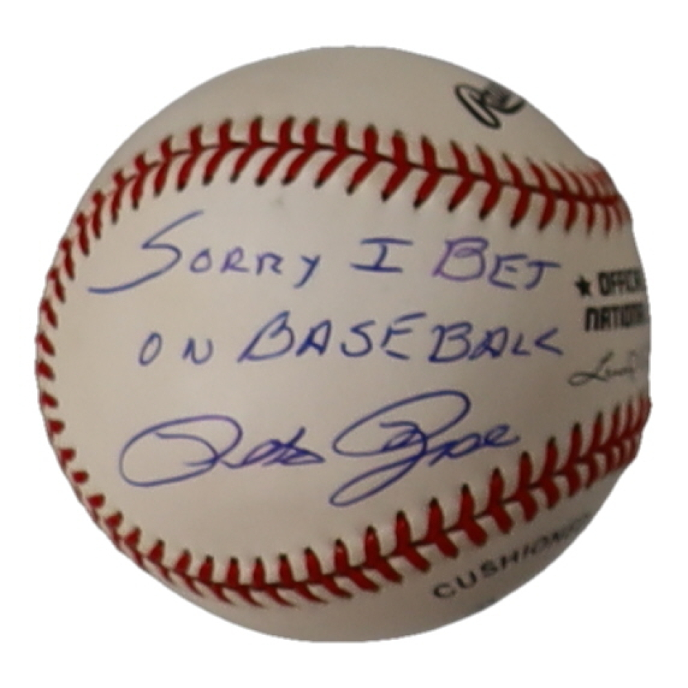 Pete Rose Signed ONL Baseball Inscribed "Sorry I Bet On Baseball" (JSA) at PristineAuction.com Pete Rose Signed ONL Baseball Inscribed "Sorry I Bet On Baseball" (JSA) at PristineAuction.com