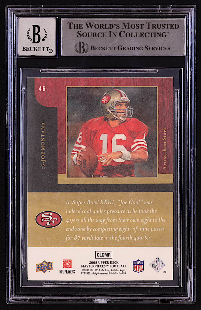 Joe Montana Signed 2008 UD Masterpieces #46 (BGS | Auto 10) at PristineAuction.com Joe Montana Signed 2008 UD Masterpieces #46 (BGS | Auto 10) at PristineAuction.com