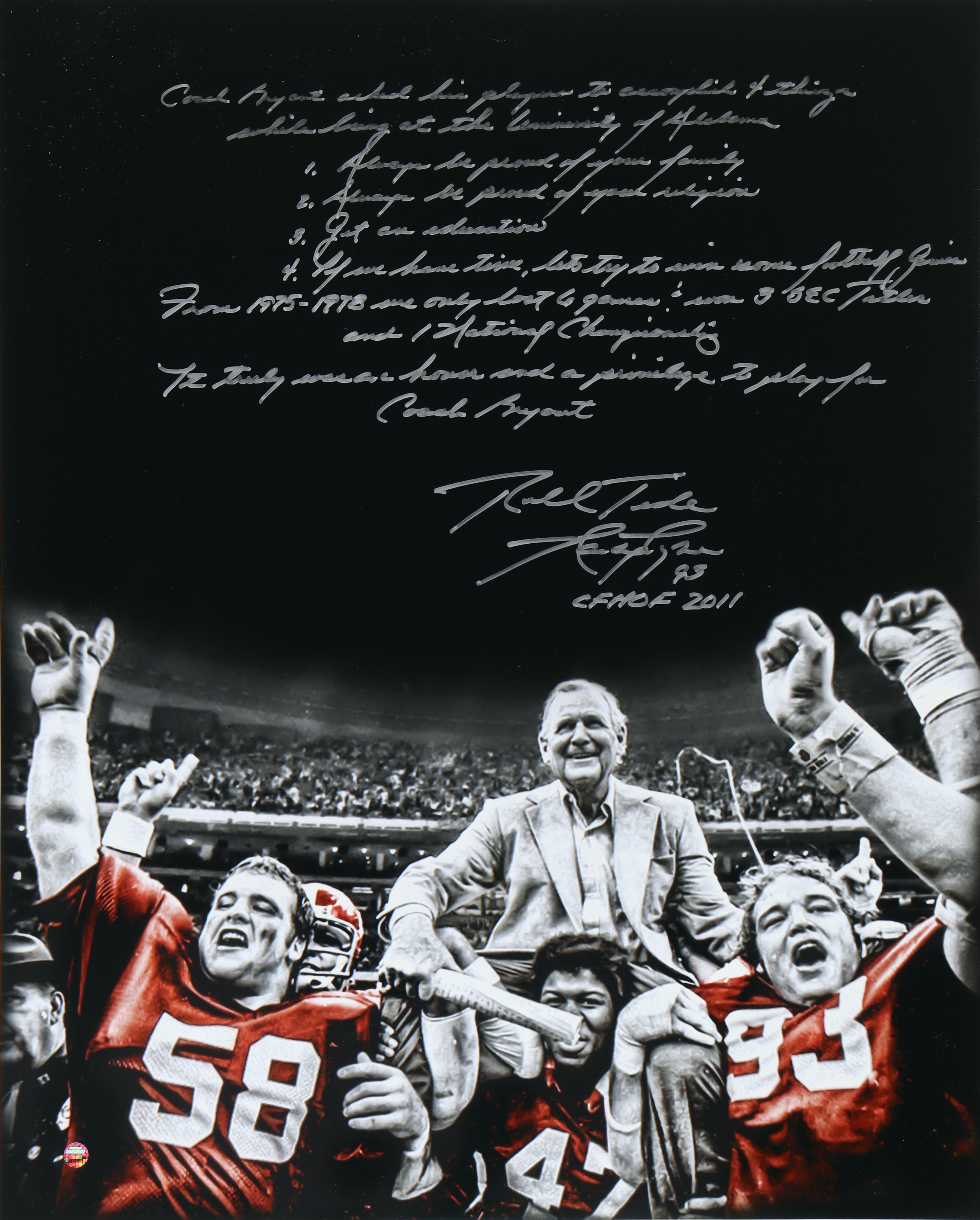 Marty Lyons Signed Alabama Crimson Tide 16x20 Photo With Extensive Inscription (Steiner) at PristineAuction.com Marty Lyons Signed Alabama Crimson Tide 16x20 Photo With Extensive Inscription (Steiner) at PristineAuction.com