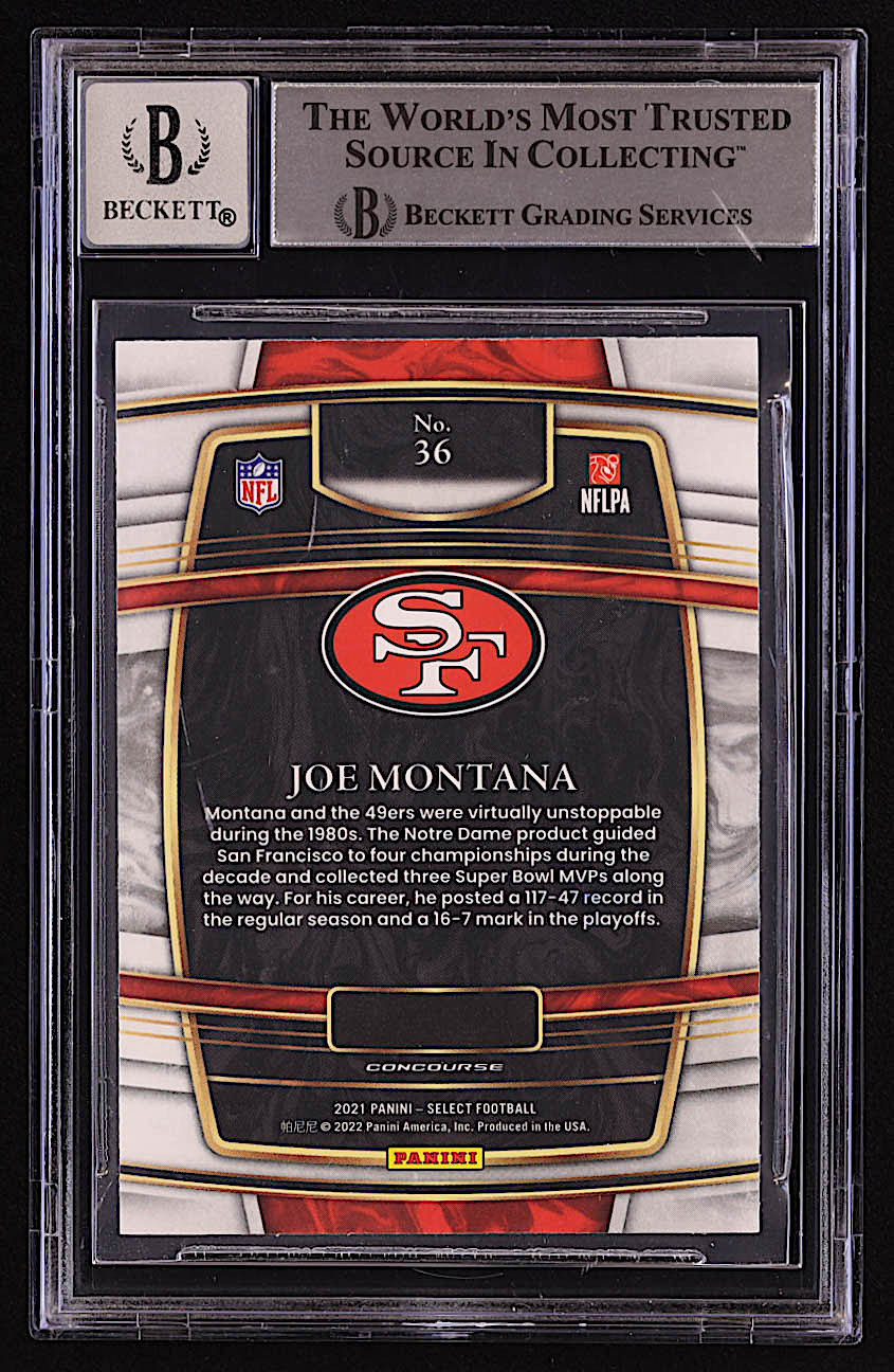 Joe Montana Signed 2021 Select #36 (BGS | Autograph Graded BGS 10) at PristineAuction.com Joe Montana Signed 2021 Select #36 (BGS | Autograph Graded BGS 10) at PristineAuction.com