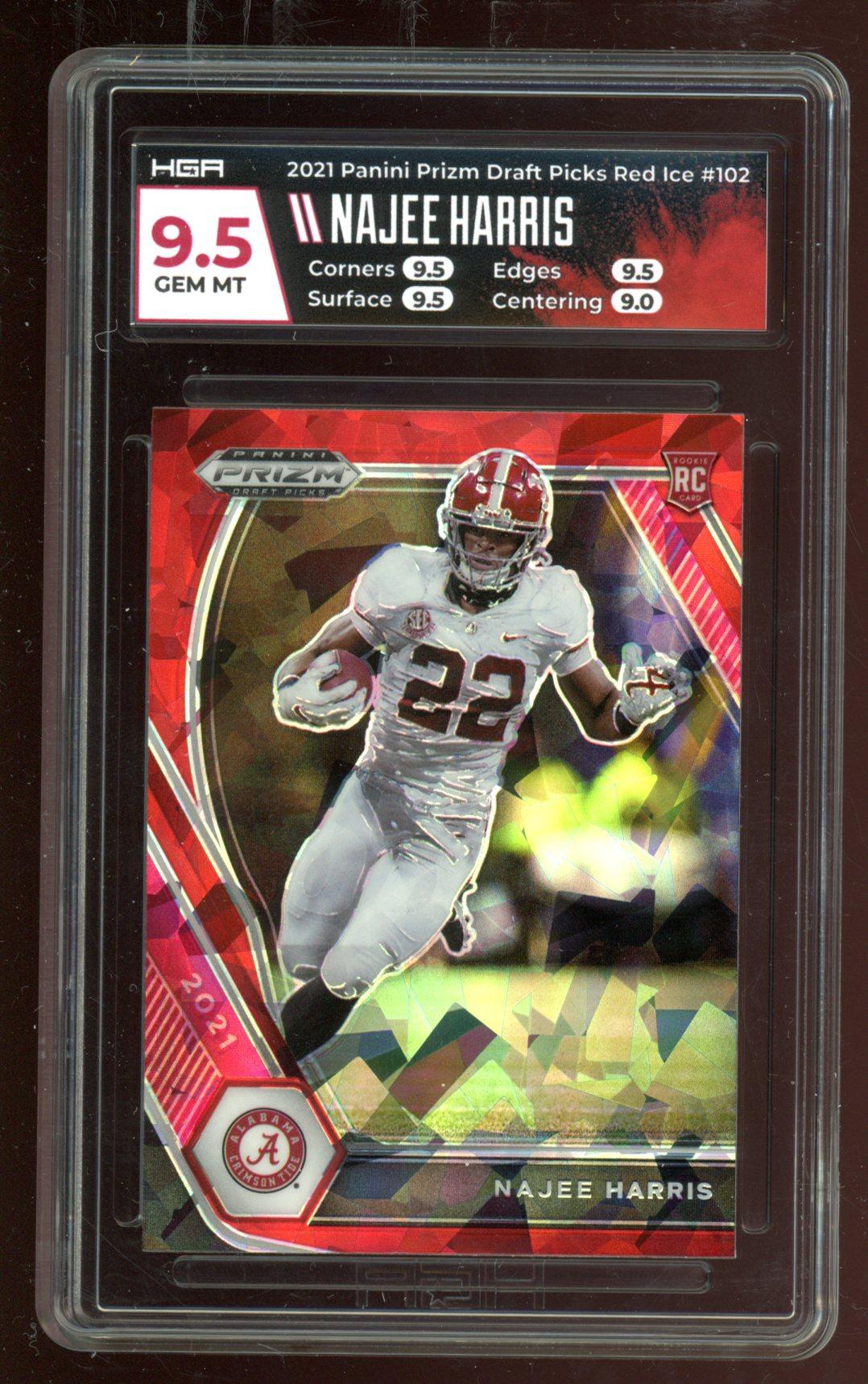 Najee Harris 2021 Panini Prizm Draft Picks Prizms Red Ice #102 RC (HGA 9.5) at PristineAuction.com Najee Harris 2021 Panini Prizm Draft Picks Prizms Red Ice #102 RC (HGA 9.5) at PristineAuction.com
