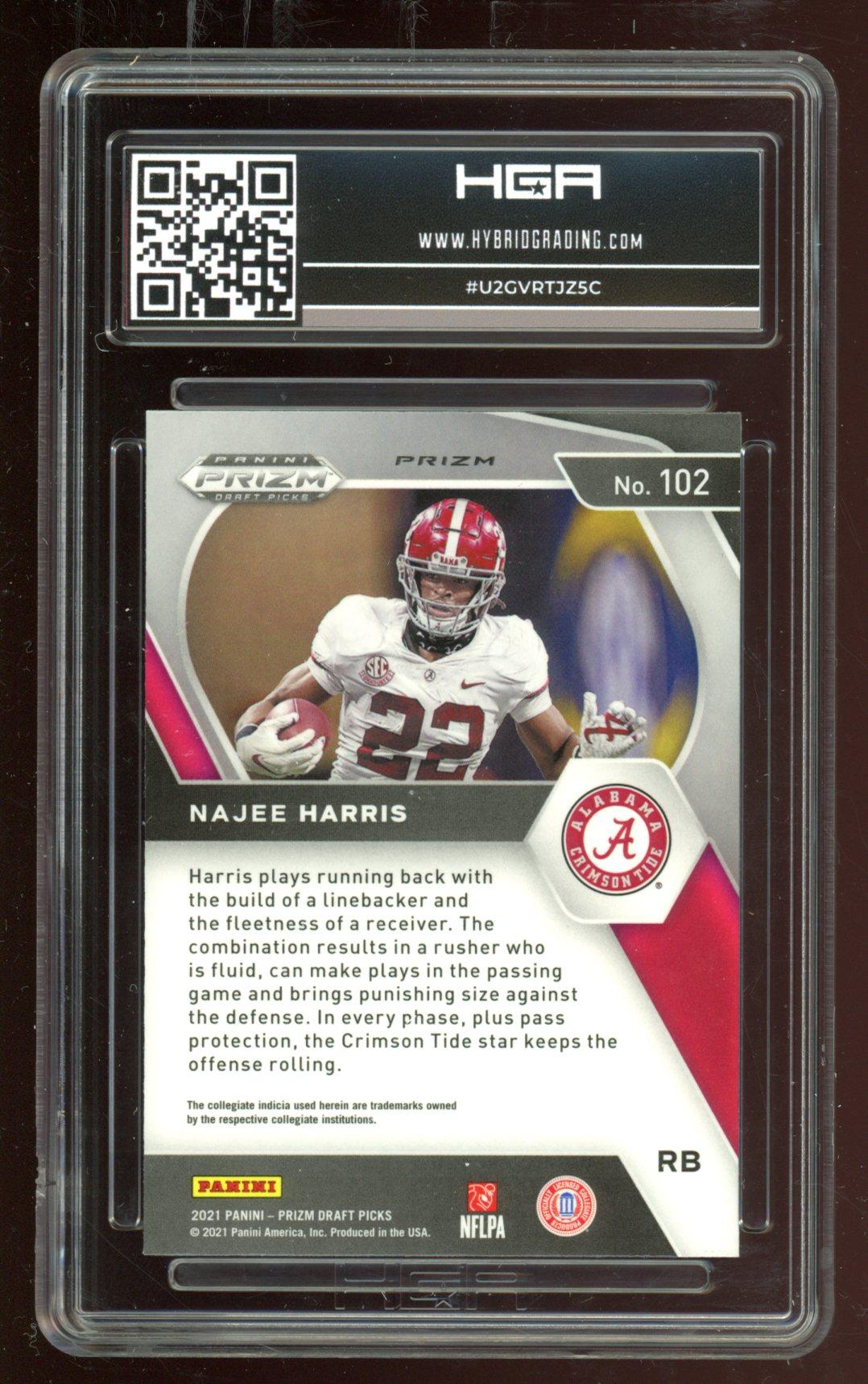 Najee Harris 2021 Panini Prizm Draft Picks Prizms Red Ice #102 RC (HGA 9.5) at PristineAuction.com Najee Harris 2021 Panini Prizm Draft Picks Prizms Red Ice #102 RC (HGA 9.5) at PristineAuction.com