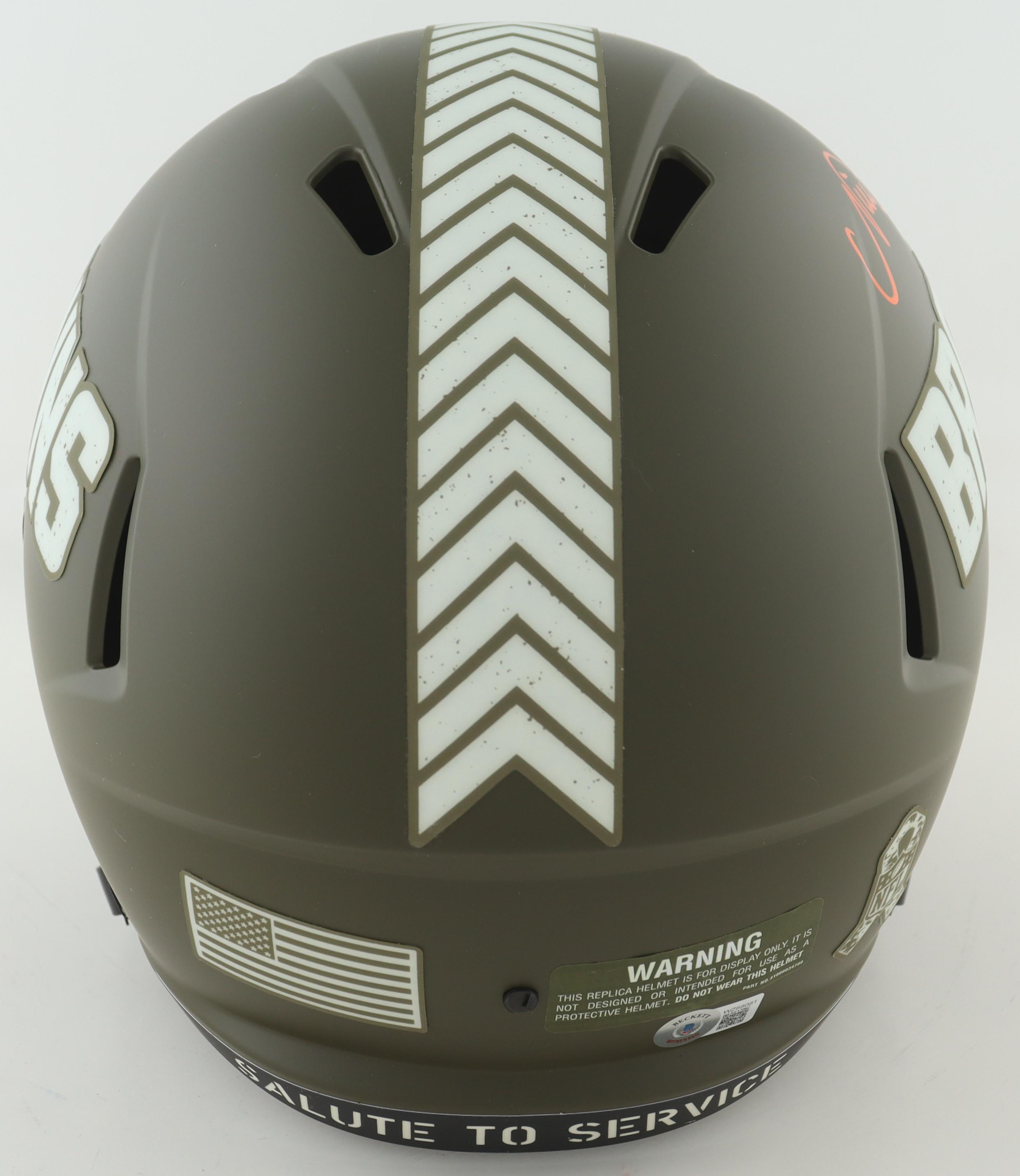 Nick Chubb Signed Browns Full-Size Authentic Salute To Service Speed Helmet (Beckett) at PristineAuction.com Nick Chubb Signed Browns Full-Size Authentic Salute To Service Speed Helmet (Beckett) at PristineAuction.com