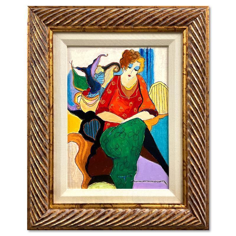 Itzchak Tarkay Signed "Waiting" 17x14 Custom Framed One-of-a-Kind Mixed Media Over Paint on Wood (PA) at PristineAuction.com Itzchak Tarkay Signed "Waiting" 17x14 Custom Framed One-of-a-Kind Mixed Media Over Paint on Wood (PA) at PristineAuction.com