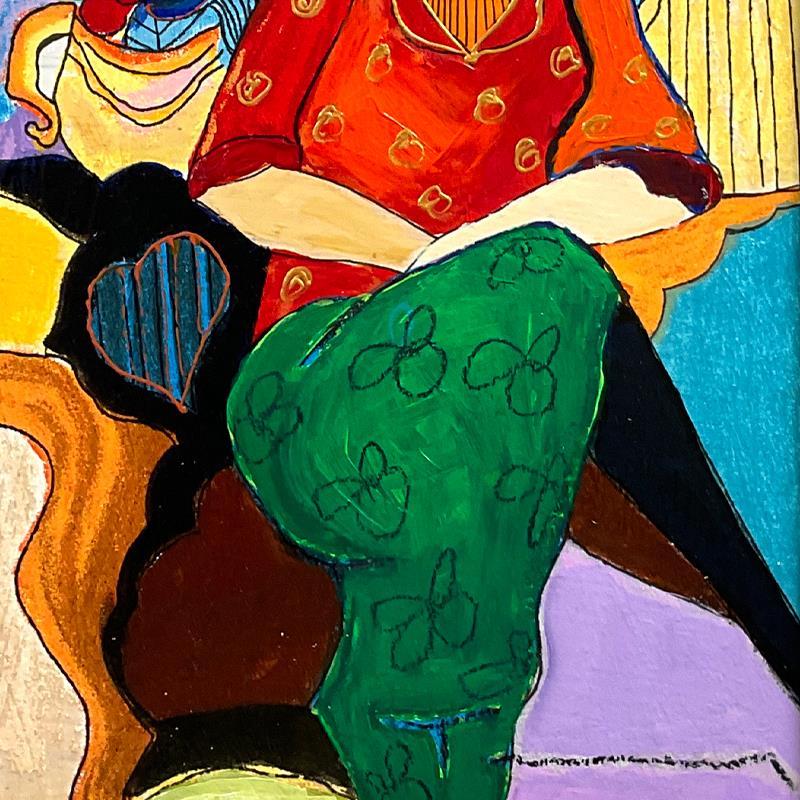 Itzchak Tarkay Signed "Waiting" 17x14 Custom Framed One-of-a-Kind Mixed Media Over Paint on Wood (PA) at PristineAuction.com Itzchak Tarkay Signed "Waiting" 17x14 Custom Framed One-of-a-Kind Mixed Media Over Paint on Wood (PA) at PristineAuction.com