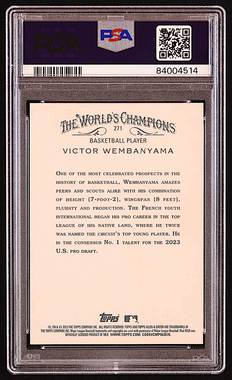 Victor Wembanyama 2023 Topps Allen and Ginter #271 RC (PSA 10) at PristineAuction.com Victor Wembanyama 2023 Topps Allen and Ginter #271 RC (PSA 10) at PristineAuction.com