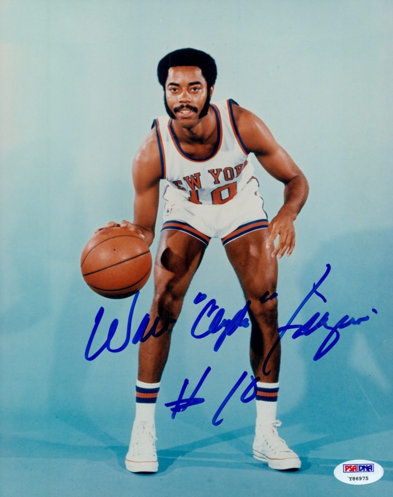 walt frazier signed basketball