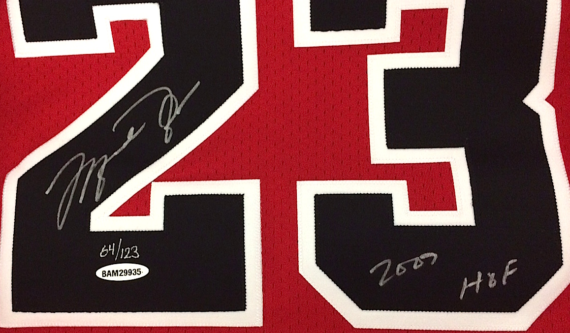 Michael Jordan Signed Limited Edition Authentic Mitchell & Ness "Hall of Fame" Bulls Jersey Inscribed "2009 HOF" #64/123 (UDA COA) at PristineAuction.com Michael Jordan Signed Limited Edition Authentic Mitchell & Ness "Hall of Fame" Bulls Jersey Inscribed "2009 HOF" #64/123 (UDA COA) at PristineAuction.com