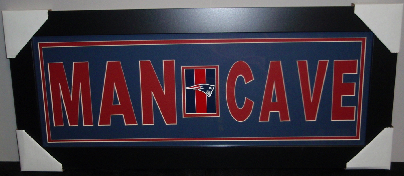 New England Patriots "Man Cave" 13x31 Custom Frame Display at PristineAuction.com New England Patriots "Man Cave" 13x31 Custom Frame Display at PristineAuction.com