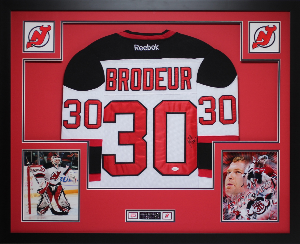 Martin Brodeur Signed Devils 35x43 Custom Framed Jersey (JSA COA) at PristineAuction.com Martin Brodeur Signed Devils 35x43 Custom Framed Jersey (JSA COA) at PristineAuction.com