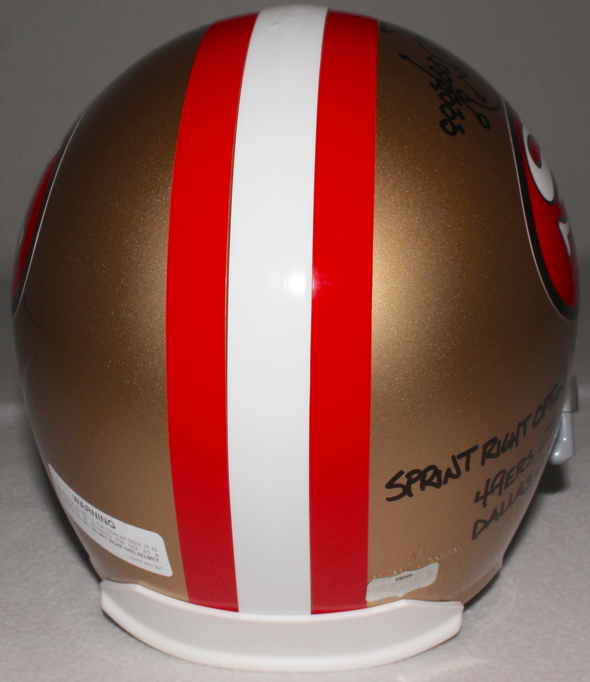 Dwight Clark Signed 49ers "The Catch" Full-Size Helmet with Hand-Drawn Play Inscribed "The Catch," "1.10.82," "Sprint Right Option" & " 49ers 28 Dallas 27" (Radtke COA) at PristineAuction.com Dwight Clark Signed 49ers "The Catch" Full-Size Helmet with Hand-Drawn Play Inscribed "The Catch," "1.10.82," "Sprint Right Option" & " 49ers 28 Dallas 27" (Radtke COA) at PristineAuction.com