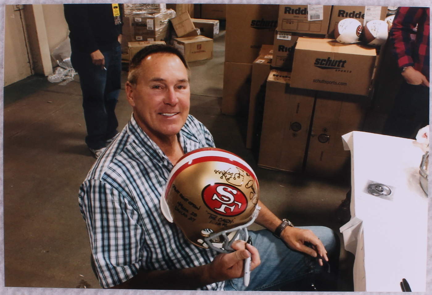 Dwight Clark Signed 49ers "The Catch" Full-Size Helmet with Hand-Drawn Play Inscribed "The Catch," "1.10.82," "Sprint Right Option" & " 49ers 28 Dallas 27" (Radtke COA) at PristineAuction.com Dwight Clark Signed 49ers "The Catch" Full-Size Helmet with Hand-Drawn Play Inscribed "The Catch," "1.10.82," "Sprint Right Option" & " 49ers 28 Dallas 27" (Radtke COA) at PristineAuction.com