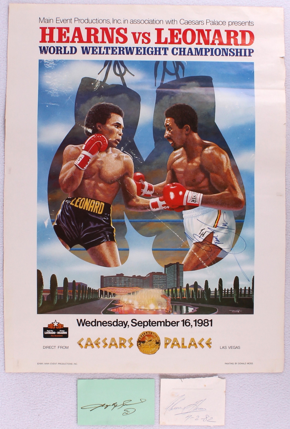 Sugar Ray Leonard & Thomas Hearns Signed 18x24 Original 1981 Fight Poster & Vintage Cuts (PA LOA) at PristineAuction.com Sugar Ray Leonard & Thomas Hearns Signed 18x24 Original 1981 Fight Poster & Vintage Cuts (PA LOA) at PristineAuction.com