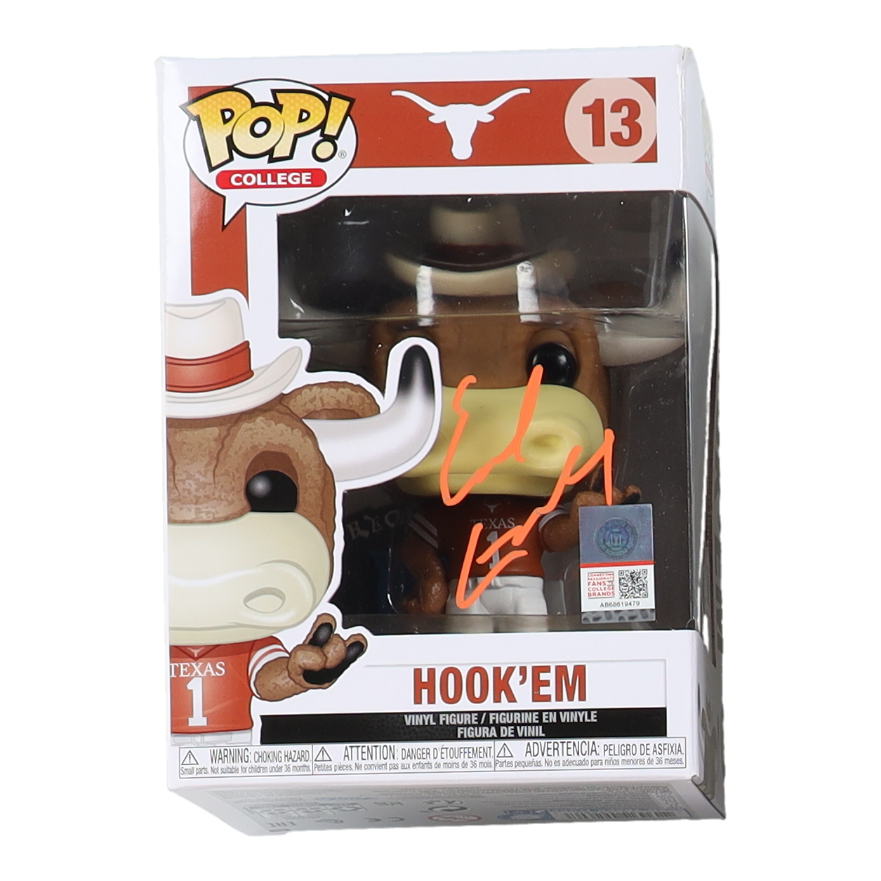 Earl Campbell Signed Texas Longhorns #13 Hook'em Funko Pop! Vinyl Figure (Beckett) at PristineAuction.com Earl Campbell Signed Texas Longhorns #13 Hook'em Funko Pop! Vinyl Figure (Beckett) at PristineAuction.com