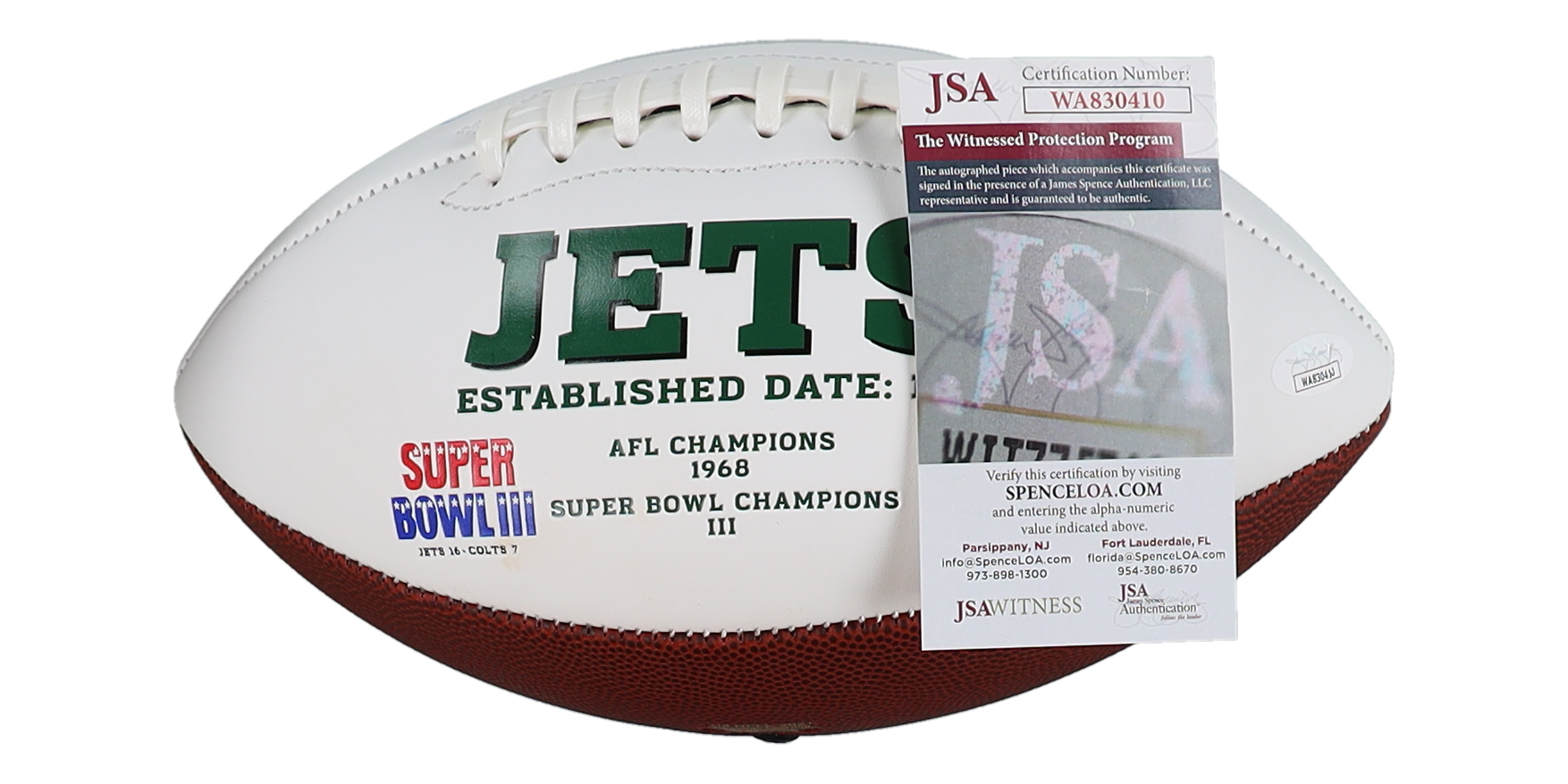 Jets Logo Football Signed by (4) with Mark Gastineau, Joe Klecko, Marty Lyons (JSA) at PristineAuction.com Jets Logo Football Signed by (4) with Mark Gastineau, Joe Klecko, Marty Lyons (JSA) at PristineAuction.com