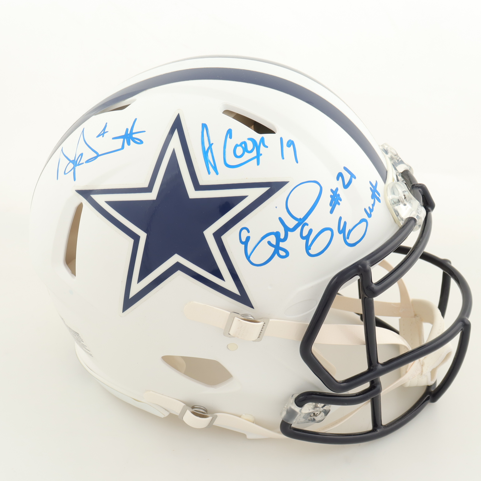 Ezekiel Elliott, Dak Prescott & Amari Cooper Signed Cowboys Full-Size Authentic On-Field Lunar Eclipse Alternate Speed Helmet (Beckett) at PristineAuction.com Ezekiel Elliott, Dak Prescott & Amari Cooper Signed Cowboys Full-Size Authentic On-Field Lunar Eclipse Alternate Speed Helmet (Beckett) at PristineAuction.com