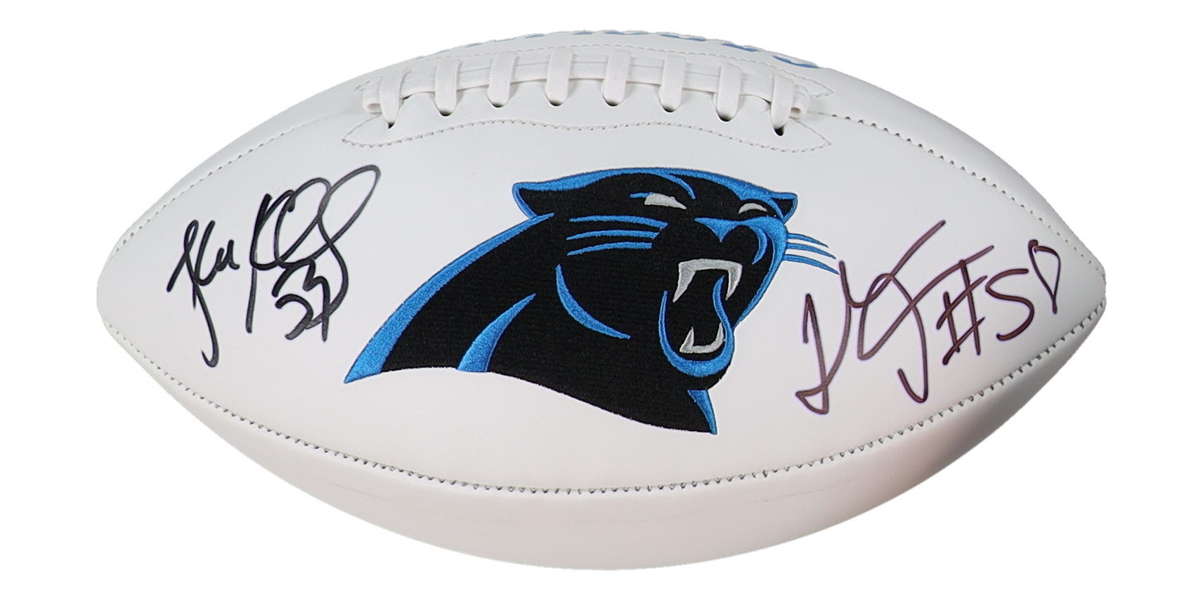 Luke Kuechly & Thomas Davis Signed Panthers Logo Football (Beckett) at PristineAuction.com Luke Kuechly & Thomas Davis Signed Panthers Logo Football (Beckett) at PristineAuction.com