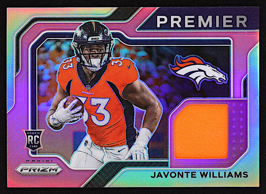 Javonte Williams 2021 Panini Prizm Premier Jerseys Pink #15 RC at PristineAuction.com Javonte Williams 2021 Panini Prizm Premier Jerseys Pink #15 RC at PristineAuction.com