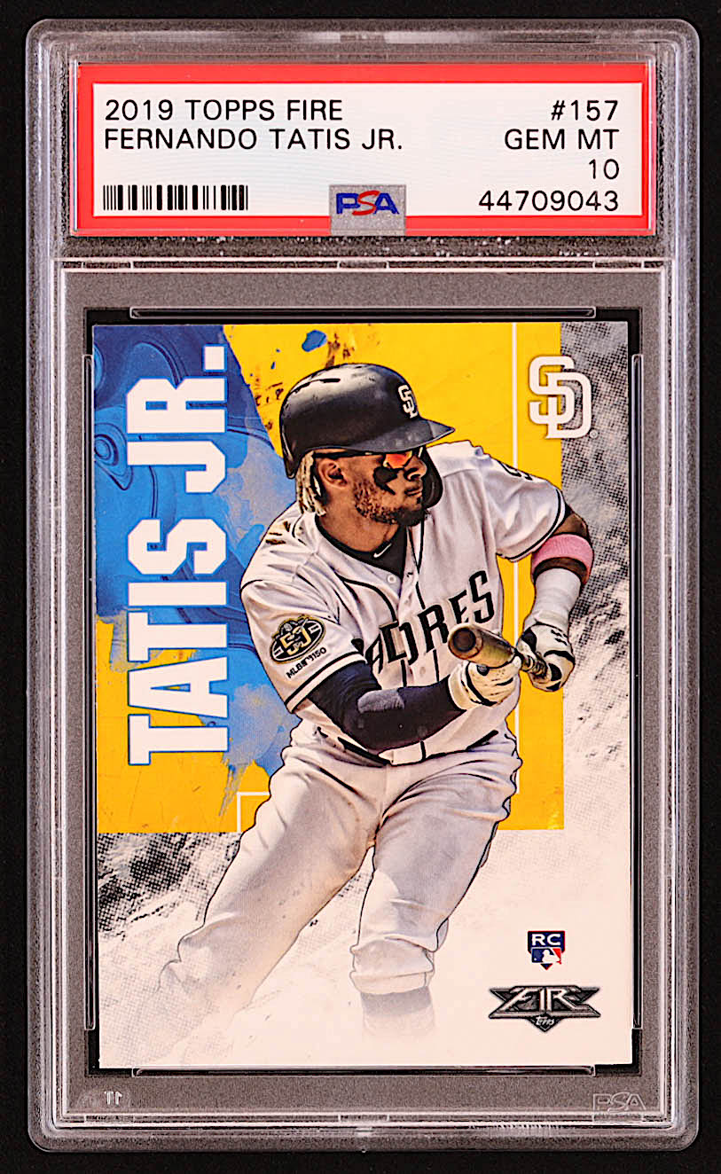 Fernando Tatis Jr. 2019 Topps Fire #157 RC (PSA 10) at PristineAuction.com Fernando Tatis Jr. 2019 Topps Fire #157 RC (PSA 10) at PristineAuction.com