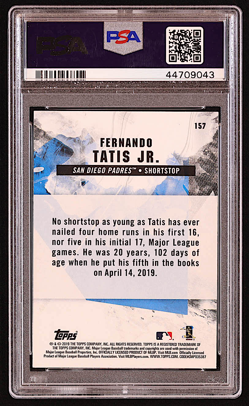 Fernando Tatis Jr. 2019 Topps Fire #157 RC (PSA 10) at PristineAuction.com Fernando Tatis Jr. 2019 Topps Fire #157 RC (PSA 10) at PristineAuction.com