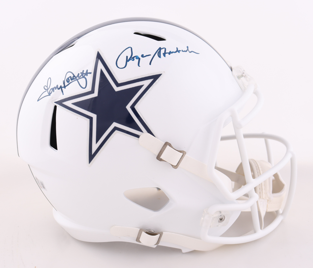 Roger Staubach & Tony Dorsett Signed Cowboys Speed Full-Size Helmet (Beckett) at PristineAuction.com Roger Staubach & Tony Dorsett Signed Cowboys Speed Full-Size Helmet (Beckett) at PristineAuction.com