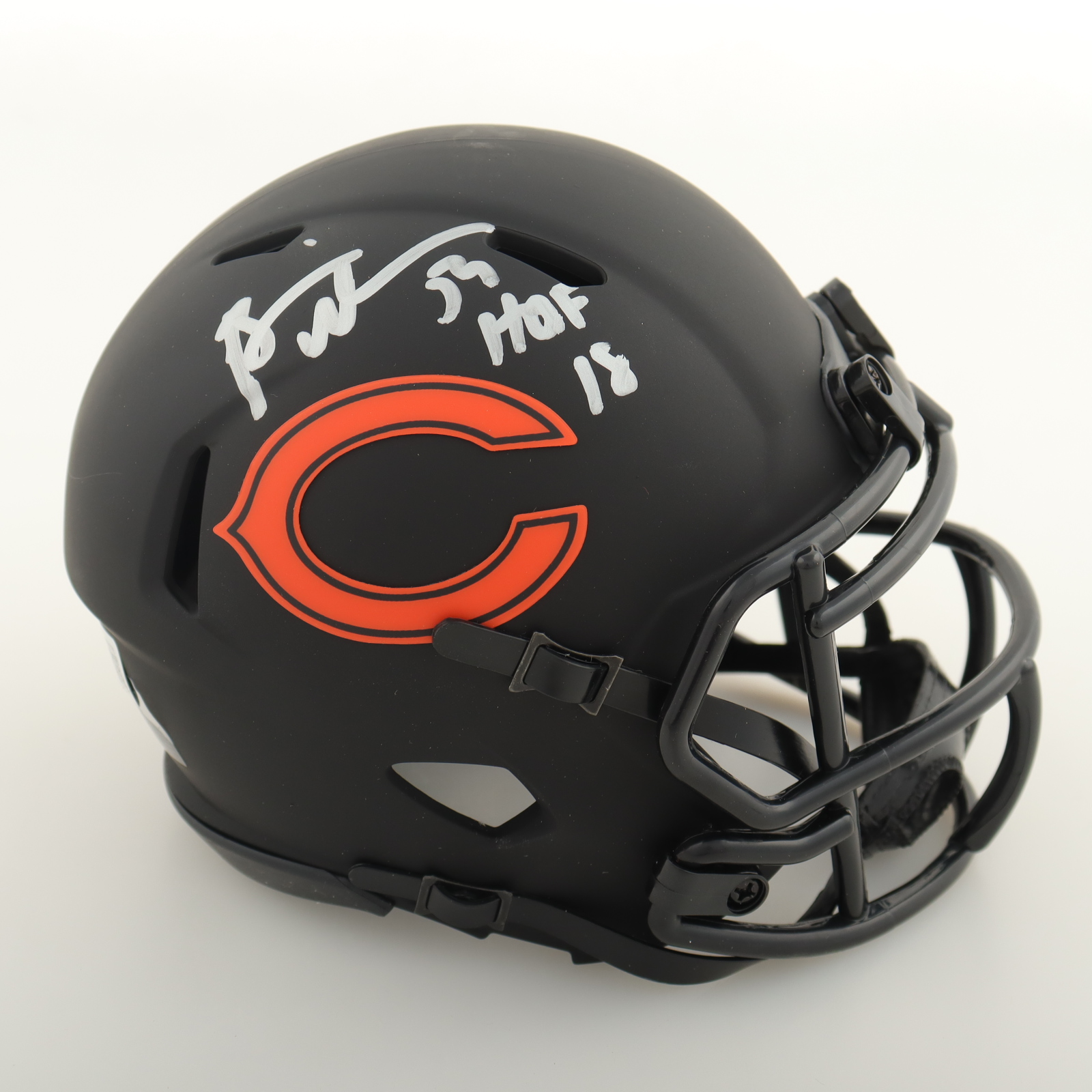 Brian Urlacher Signed Bears Eclipse Alternate Speed Mini Helmet Inscribed "HOF 18" (Beckett) at PristineAuction.com Brian Urlacher Signed Bears Eclipse Alternate Speed Mini Helmet Inscribed "HOF 18" (Beckett) at PristineAuction.com