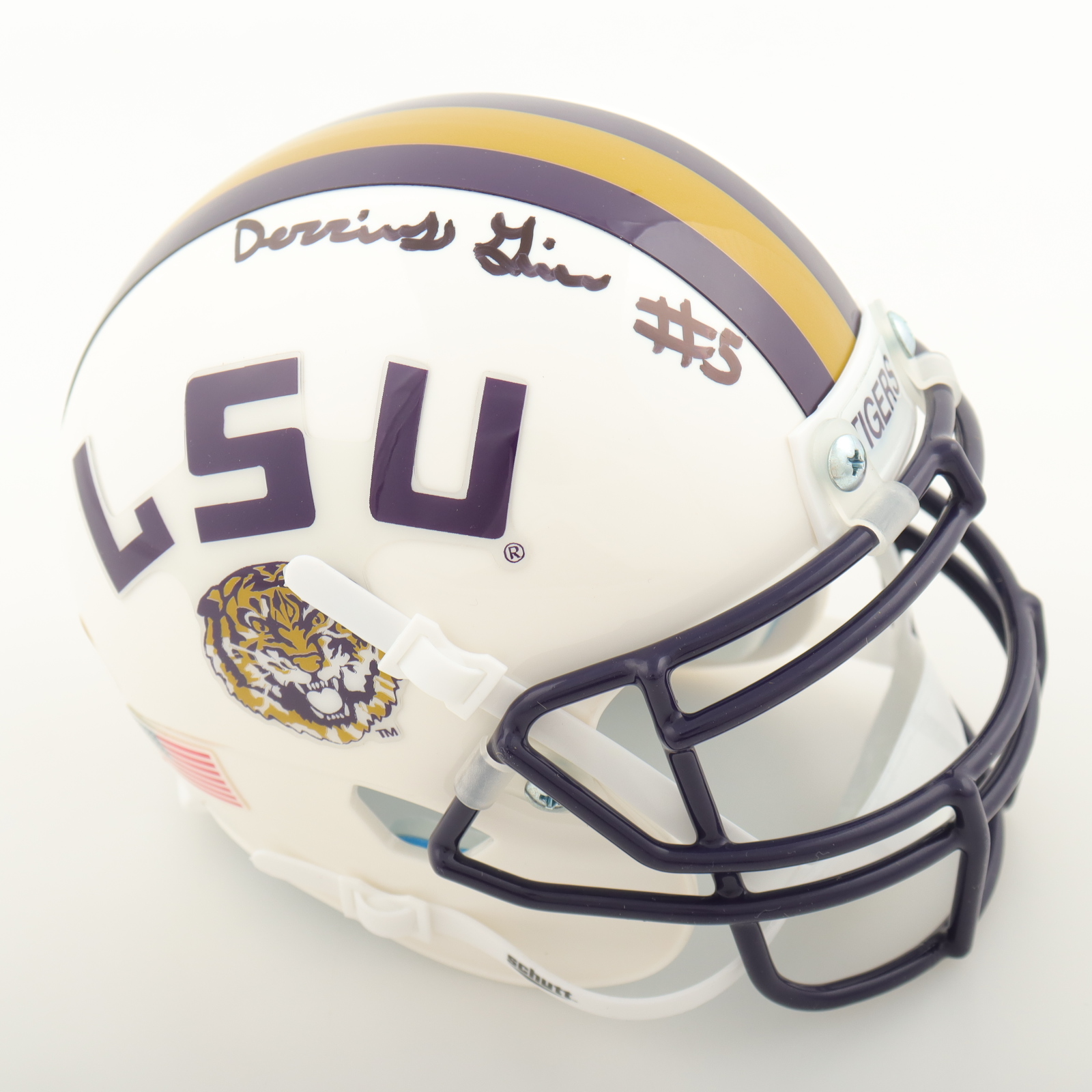 Derrius Guice Signed LSU Tigers Mini Helmet (JSA) at PristineAuction.com Derrius Guice Signed LSU Tigers Mini Helmet (JSA) at PristineAuction.com