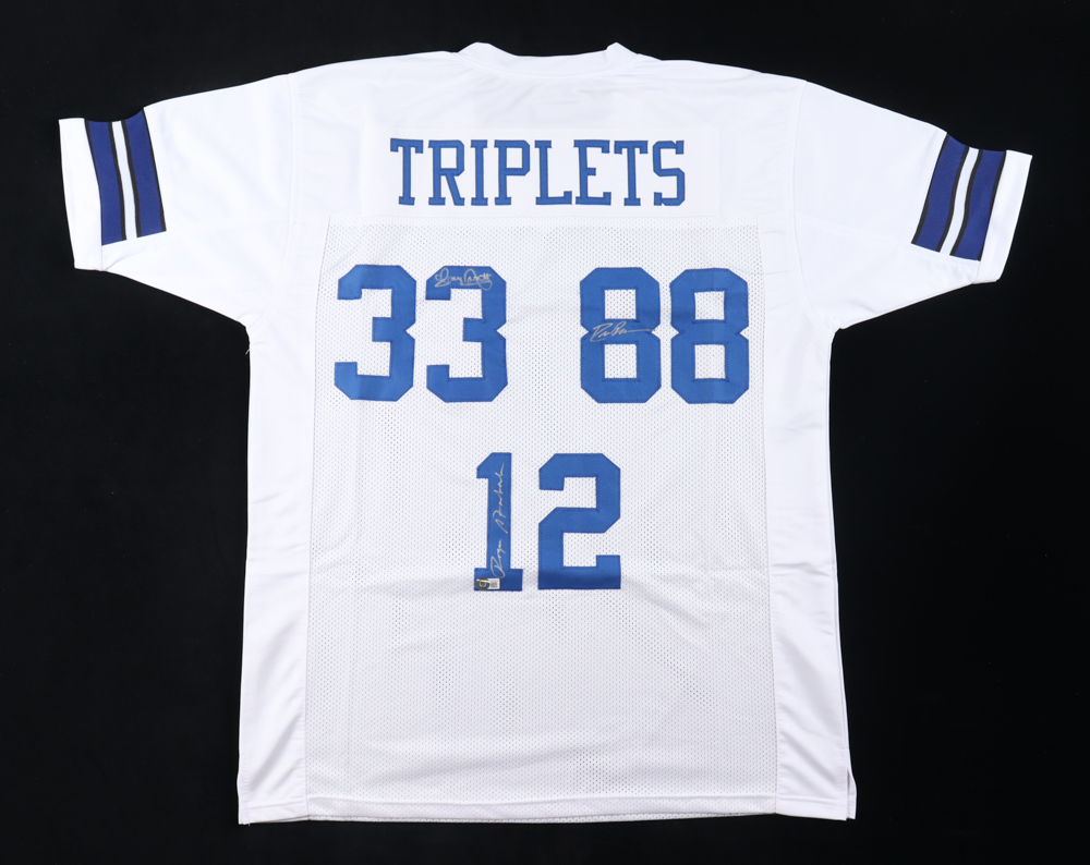 Roger Staubach, Tony Dorsett & Drew Pearson Signed Jersey (Beckett) at PristineAuction.com Roger Staubach, Tony Dorsett & Drew Pearson Signed Jersey (Beckett) at PristineAuction.com