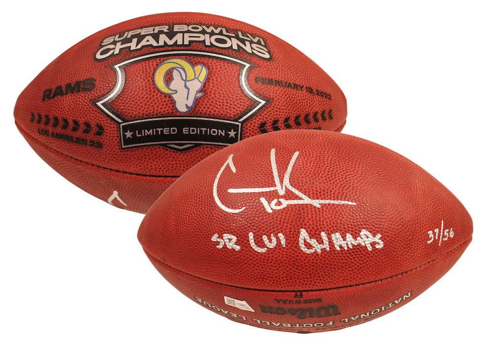 Cooper Kupp Signed "The Duke" LE Super Bowl LVI Logo Football Inscribed "SB LVI Champs" (Fanatics) at PristineAuction.com Cooper Kupp Signed "The Duke" LE Super Bowl LVI Logo Football Inscribed "SB LVI Champs" (Fanatics) at PristineAuction.com