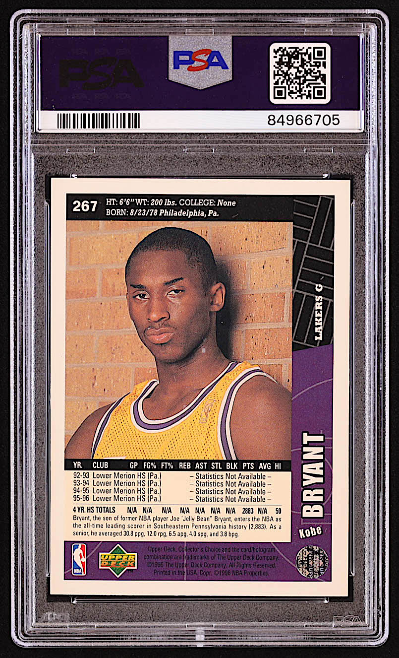 Kobe Bryant 1996-97 Collector's Choice #267 RC (PSA 9) at PristineAuction.com Kobe Bryant 1996-97 Collector's Choice #267 RC (PSA 9) at PristineAuction.com