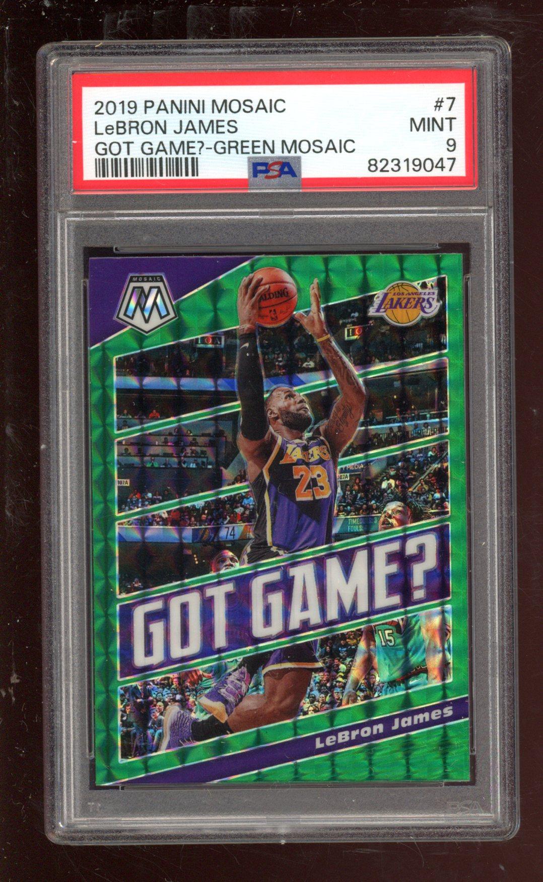 LeBron James 2019-20 Panini Mosaic Got Game? Mosaic Green #7 (PSA 9) at PristineAuction.com LeBron James 2019-20 Panini Mosaic Got Game? Mosaic Green #7 (PSA 9) at PristineAuction.com