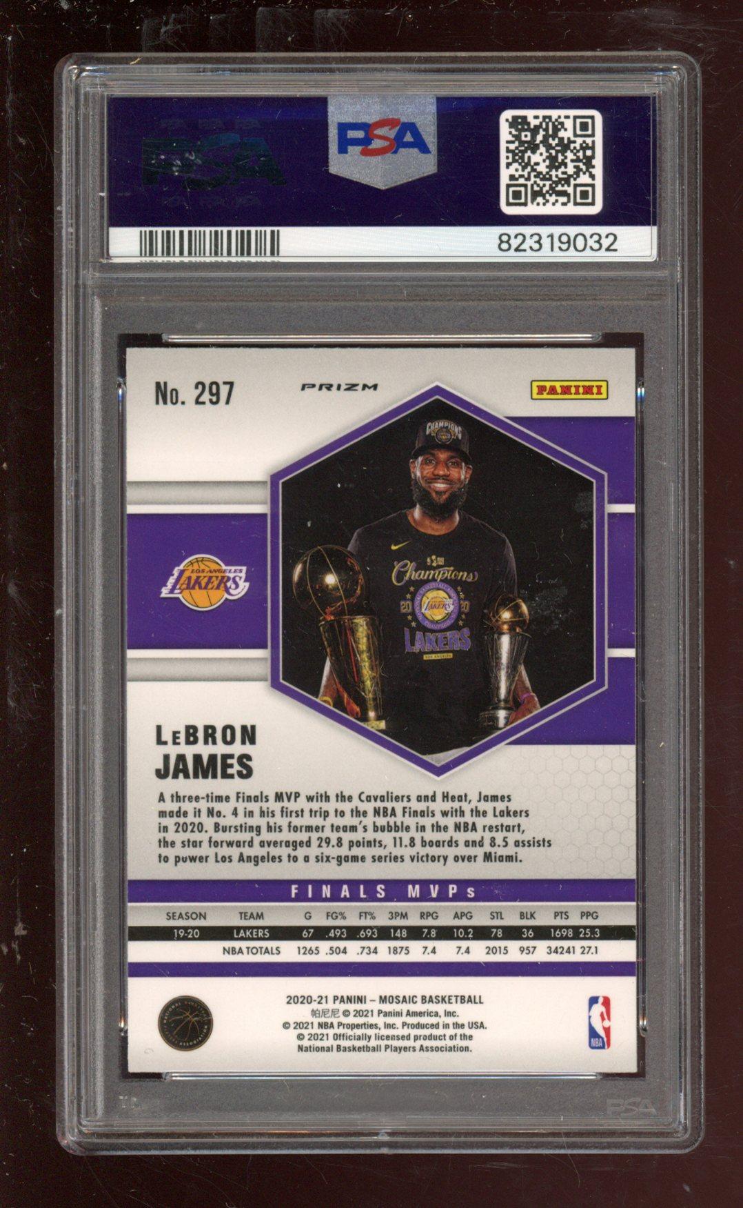 LeBron James 2020-21 Panini Mosaic Mosaic Camo Pink #297 (PSA 9) at PristineAuction.com LeBron James 2020-21 Panini Mosaic Mosaic Camo Pink #297 (PSA 9) at PristineAuction.com