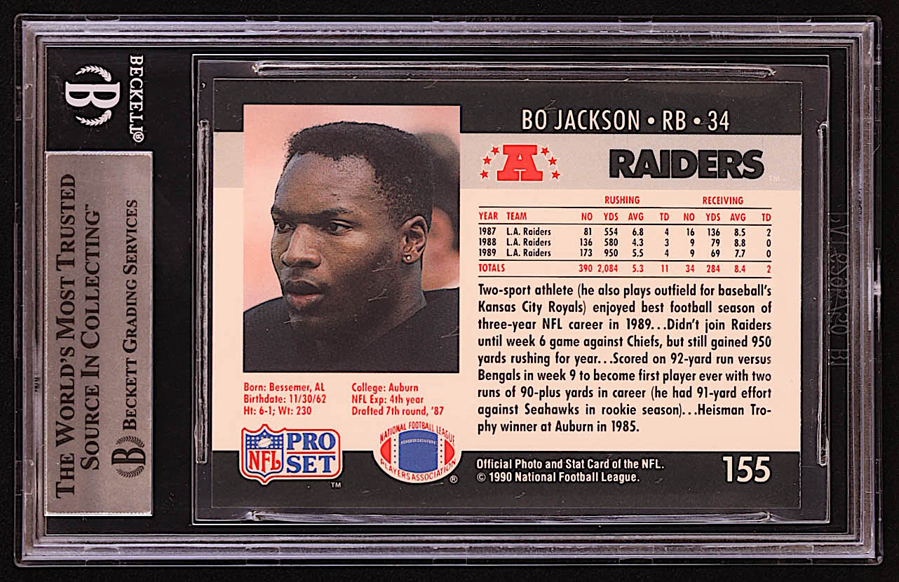 Bo Jackson 1990 Pro Set #155 (BGS 8.5) at PristineAuction.com Bo Jackson 1990 Pro Set #155 (BGS 8.5) at PristineAuction.com