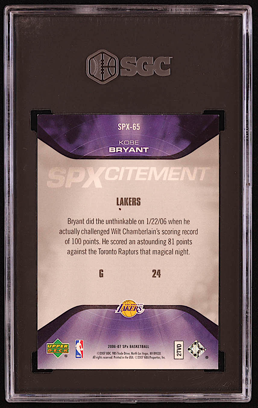 Kobe Bryant 2006-07 SPx SPxcitement #SPX65 #1696/2999 (SGC 8.5) at PristineAuction.com Kobe Bryant 2006-07 SPx SPxcitement #SPX65 #1696/2999 (SGC 8.5) at PristineAuction.com