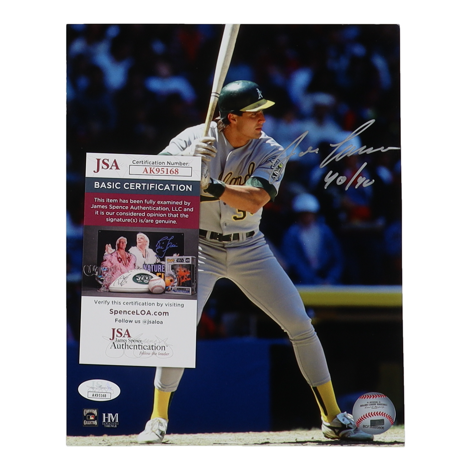 Collection Jose Canseco : Maillot, Casque & Ballon Dédicacés - JSA Authentifié