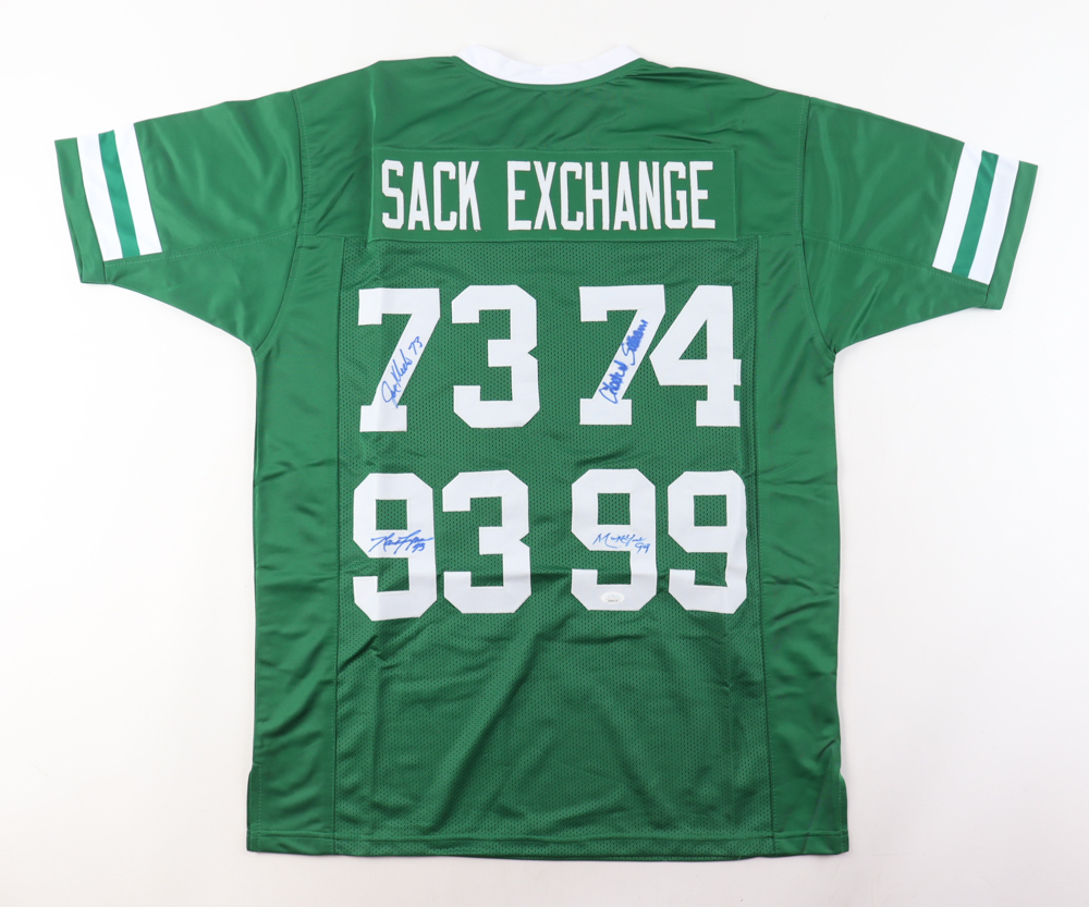 "New York Sack Exchange" Jersey Signed by (4) with Joe Klecko, Abdul Salaam, Mark Gastineau, Marty Lyons (JSA) at PristineAuction.com "New York Sack Exchange" Jersey Signed by (4) with Joe Klecko, Abdul Salaam, Mark Gastineau, Marty Lyons (JSA) at PristineAuction.com