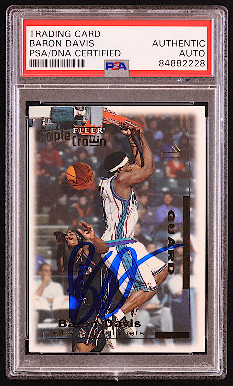 Baron Davis Signed 2000-01 Fleer Triple Crown #50 (PSA) at PristineAuction.com Baron Davis Signed 2000-01 Fleer Triple Crown #50 (PSA) at PristineAuction.com