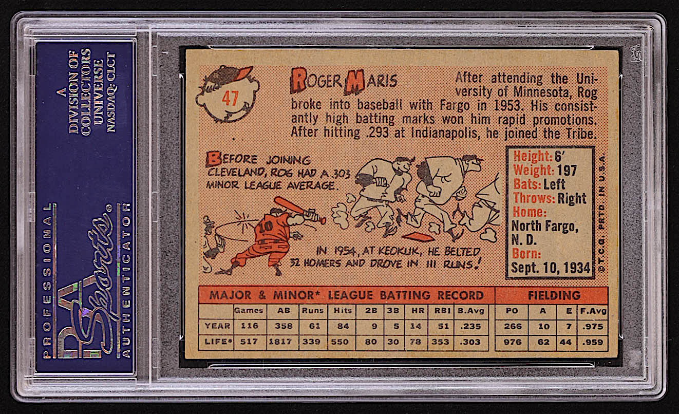 Roger Maris 1958 Topps #47 RC (PSA 5) at PristineAuction.com Roger Maris 1958 Topps #47 RC (PSA 5) at PristineAuction.com